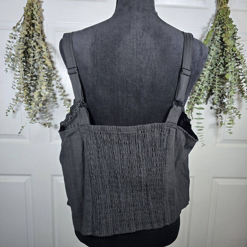 Torrid Women Plus 2XL Black Eyelet Square Neck Cotton Cami Tank Top Buster NWT - Picture 4 of 9